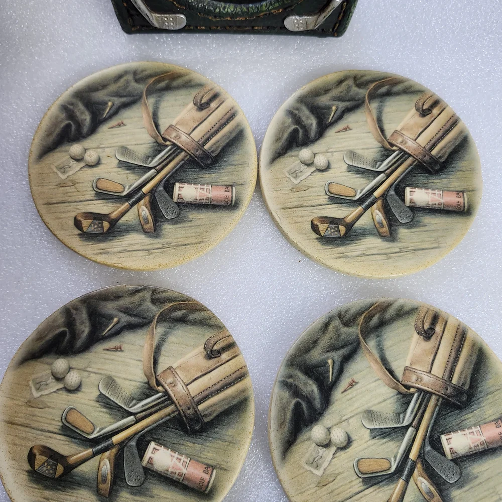 Hobby Lobby Golf Drink Coasters With Holder